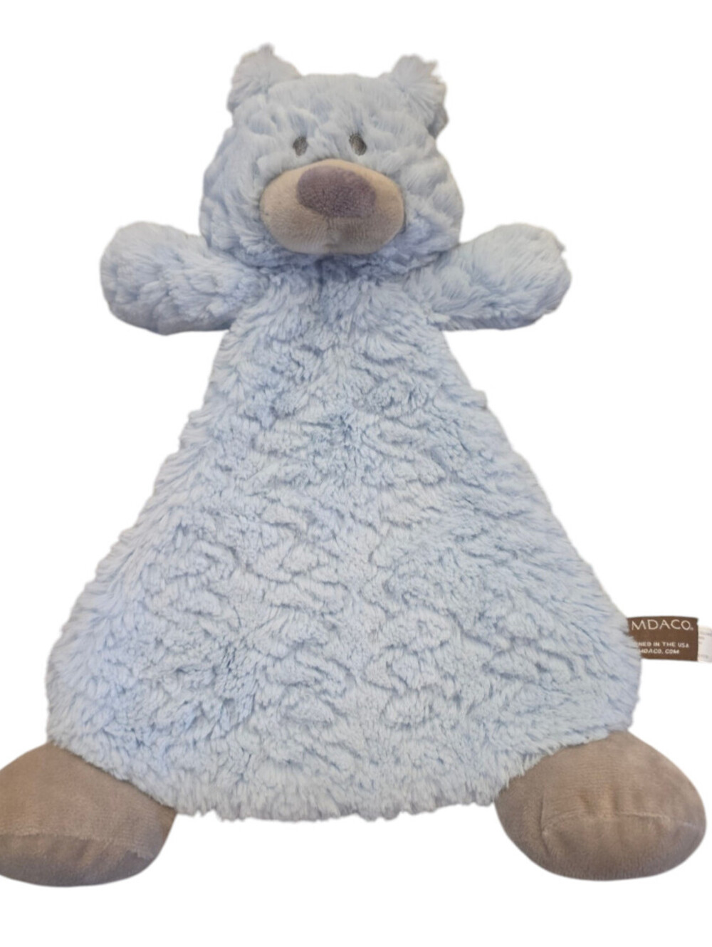Demdaco Bear Rattle Lovey Security Blanket Light Blue Teddy Bear